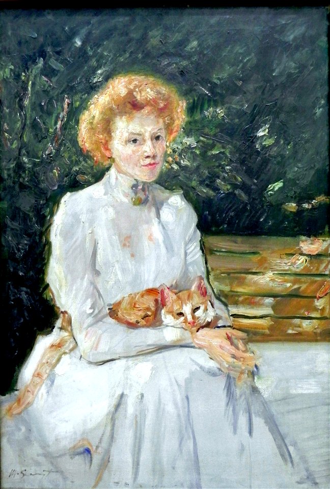 Slevogt Dame m Katze