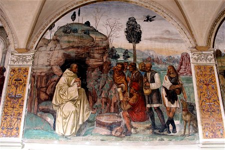 Storie di s. benedetto, 07 sodoma - Come Benedetto ammaestra nella santa dottrina i contadini che lo visitavano 01