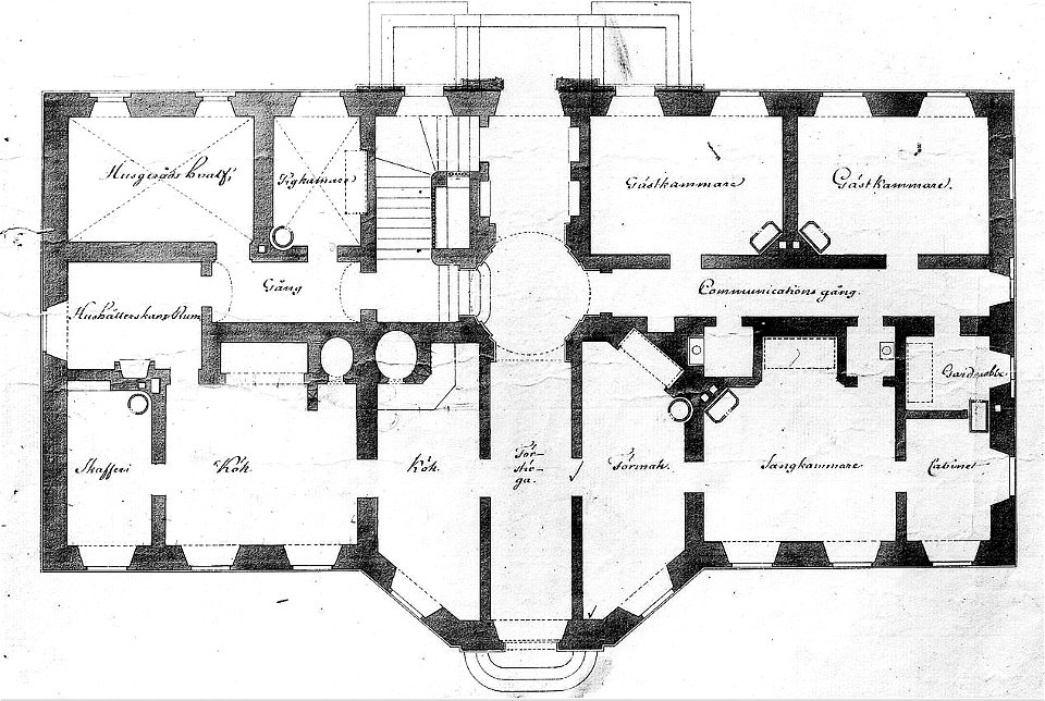 Sturehov, ritning, bottenvåning 1780. Free illustration for personal and commercial use.