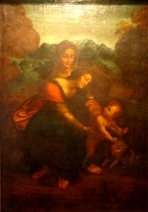 Strasbourg MBA, copie ancienne d'après Léonard de Vinci, La Vierge à l'Enfant avec Ste Anne (1)