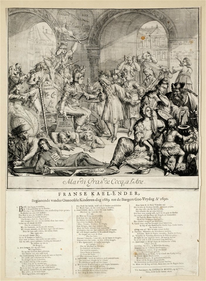 Spotprent op de onenigheden tussen Willem III en Amsterdam, 1690. NL-HlmNHA 53009133