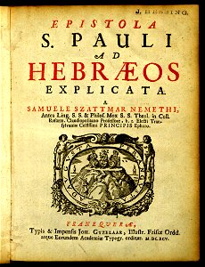 Szathmárnémeti - Epistola S Pauli - 1695 - Universiteitsbibliotheek VU XI.06737