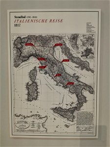 Stendhal — Besuchte Orte während der Italienreise 1817 (Karte). Free illustration for personal and commercial use.