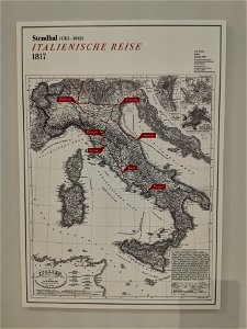 Stendhal — Besuchte Orte während der Italienreise 1817 (Karte)