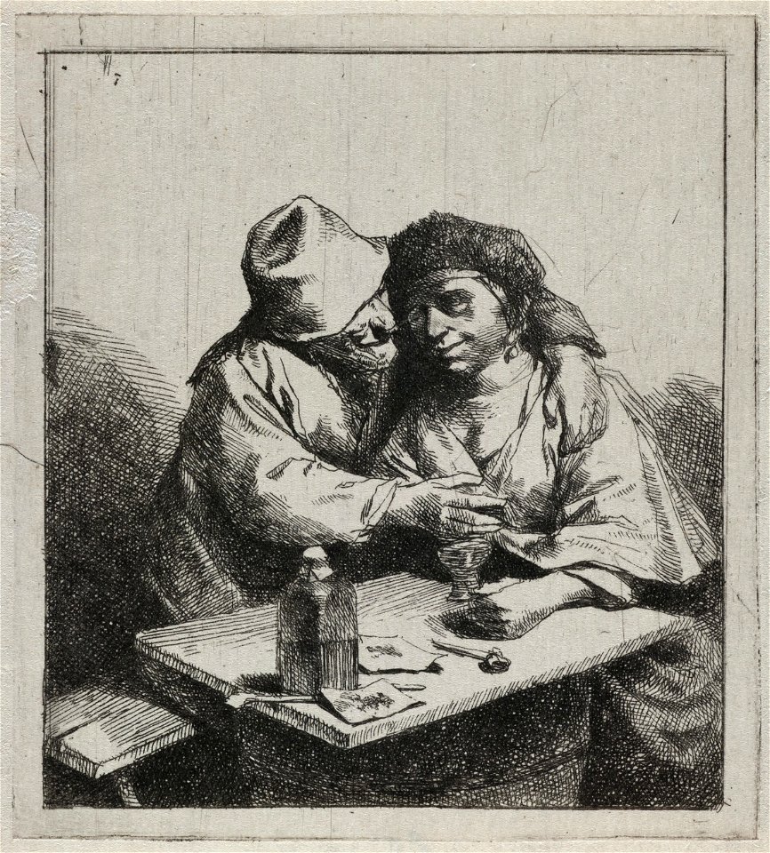 Teder koppel aan een tafel, NL-HlmNHA 53010064