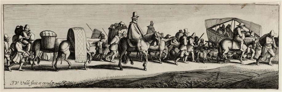 Stoet van marktkooplui en marktgangers. NL-HlmNHA 53012553