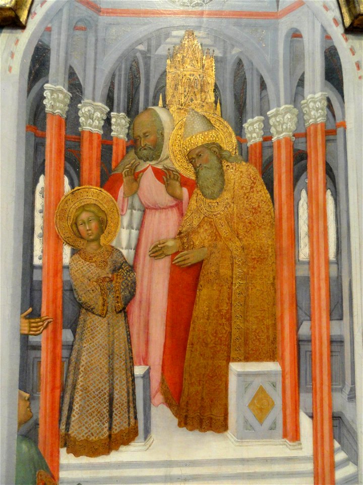 The Presentation of the Virgin, Paolo di Giovanni Fei, c. 1400, tempera on wood transferred to hardboard, view 2 - National Gallery of Art, Washington - DSC08908