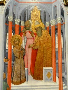 The Presentation of the Virgin, Paolo di Giovanni Fei, c. 1400, tempera on wood transferred to hardboard, view 2 - National Gallery of Art, Washington - DSC08908