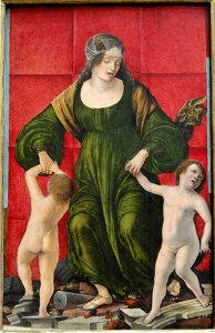 The Wife of Hasdrubal and Her Children, Ercole de' Roberti, c. 1490-1493, tempera on panel - National Gallery of Art, Washington - DSC08828. Free illustration for personal and commercial use.