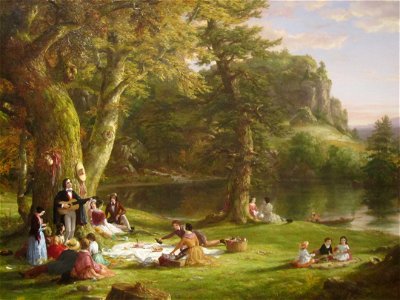 Thomas Cole's The Picnic, Brooklyn Museum IMG 3787. Free illustration for personal and commercial use.