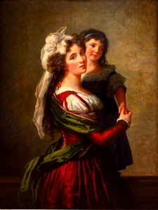 Élisabeth-Louise Vigée-Le Brun - Madame Rousseau et sa fille (1789). Free illustration for personal and commercial use.