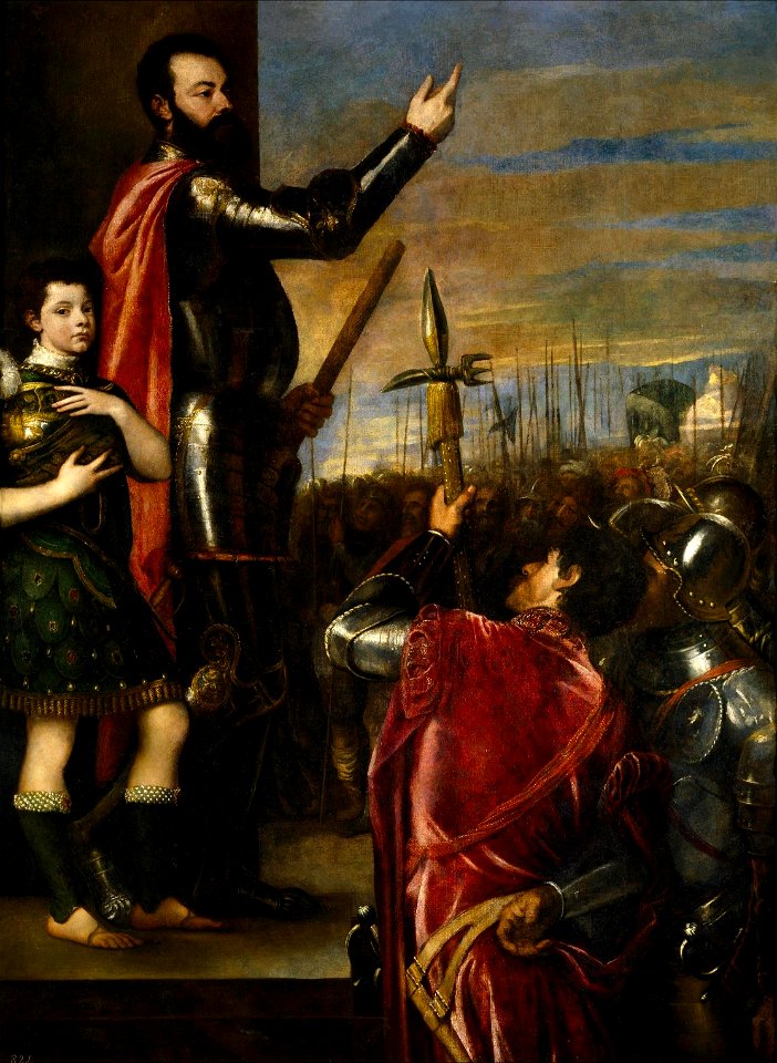 Titian (Tiziano Vecellio)- Alfonso di'Avalos Addressing his Troops
