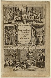 Titelpagina van Richard Daffone Grammatica ofte Leez-leerlings steunsel. uitgegeven door Jan Evertss Kloppenburgh te Amsterdam. NL-HlmNHA 1477 53011667