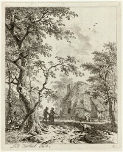 Twee wandelaars bij een boerderij. NL-HlmNHA 1477 53011097