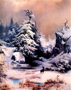 Thomas Moran - Winter in the Rockies. Free illustration for personal and commercial use.