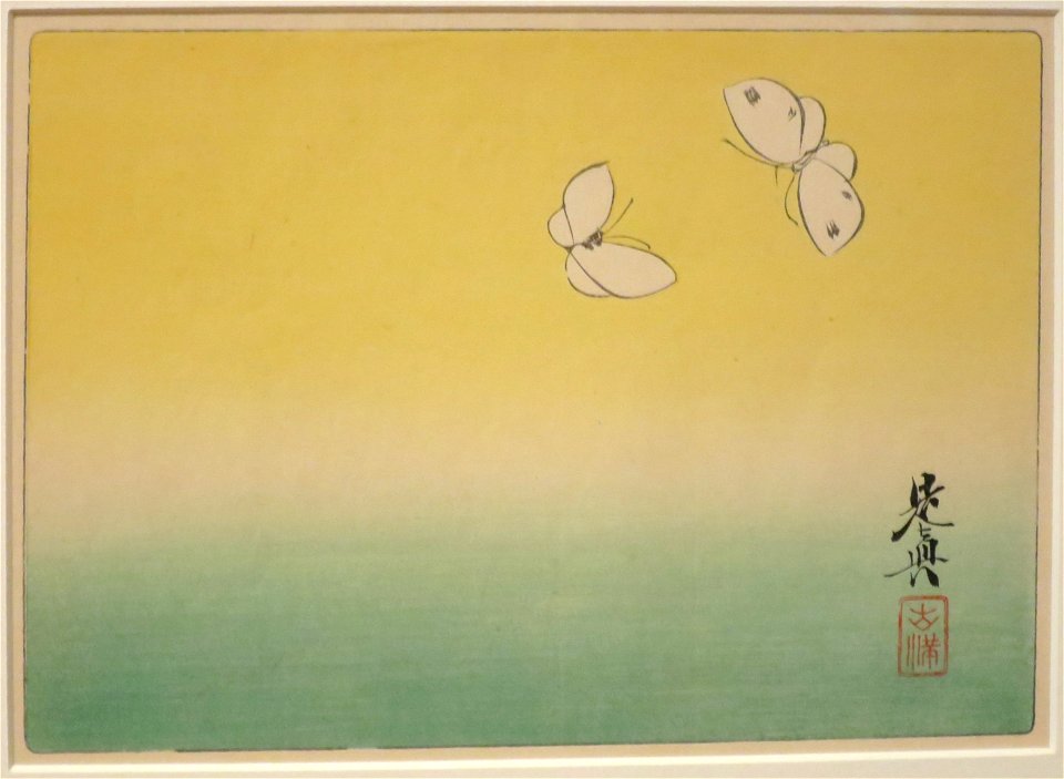 Two Butterflies by Shibata Zeshin from Comparing Flowers, Volume 6