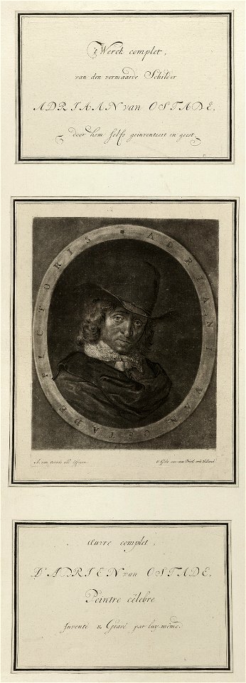Titelblad en veertienbladen met etsen uit het complete werk van Adriaen van Ostade. NL-HlmNHA 1477 53010914 geheel