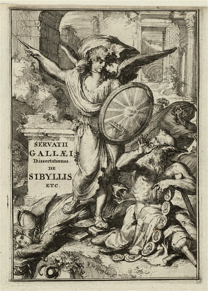 Titelprent voor Servatius Gallaeus of Gervais Gallé, Dissertationes de Sibyllis, earumque oraculis cum figuris æneis. NL-HlmNHA 53008834
