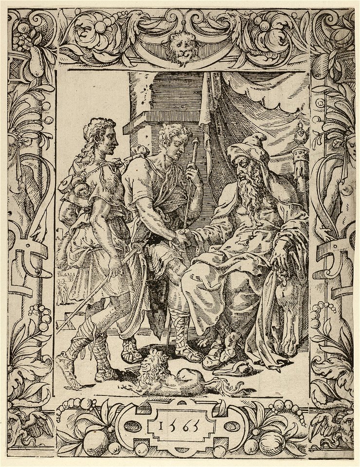 Tobias en de Aartsengel verlaten de blinde Tobit (Tobit 517), NL-HlmNHA 1477 53008574