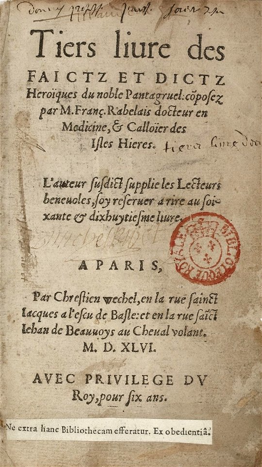 Tiers livre des faictz et -...-Rabelais François tp