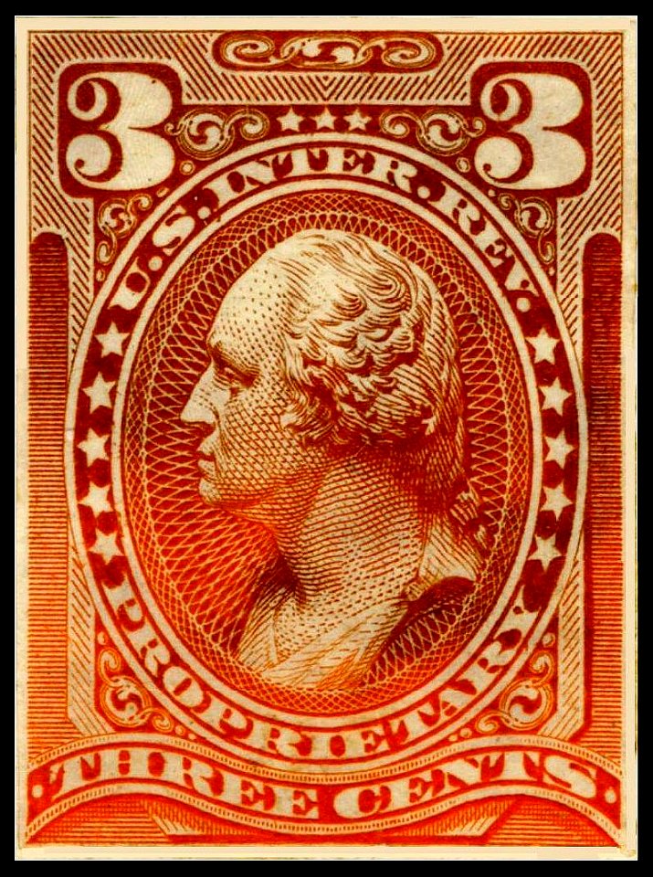 Washington 3c Proprietary revenue stamp 1875 issue