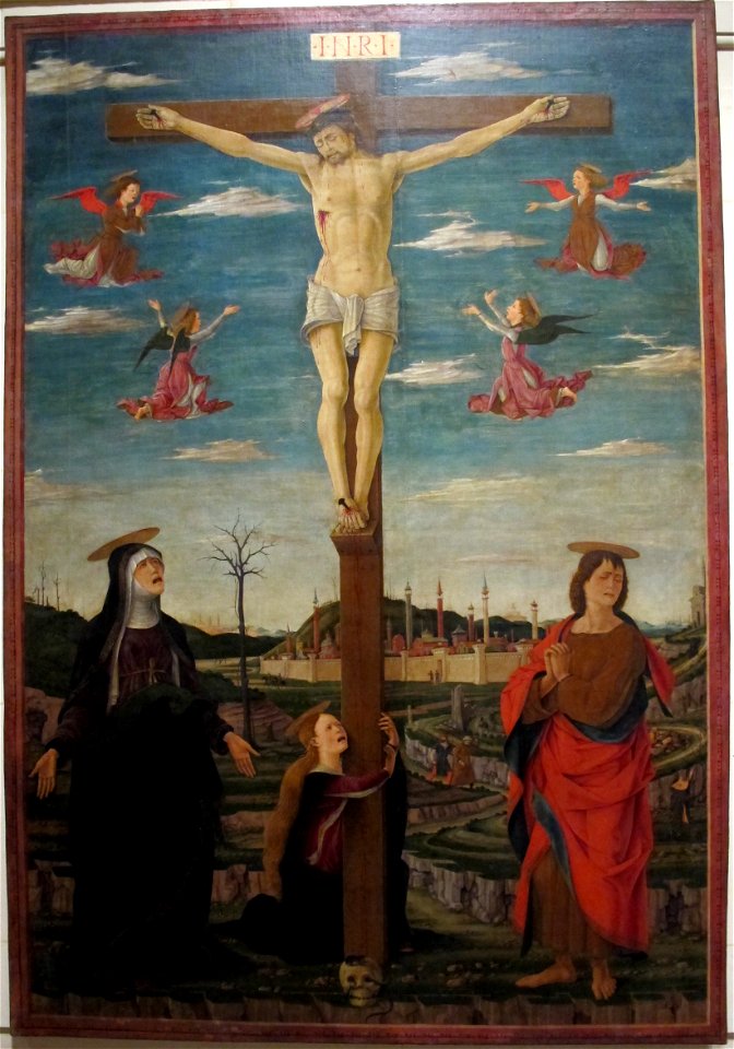 Vicino da ferrara (attr.), crocifissione, da s. antonio a ferrara, 1469-70 ca. 01