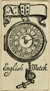 Vignet met horloge en stadswapen van Haarlem. NL-HlmNHA 1477 53012740
