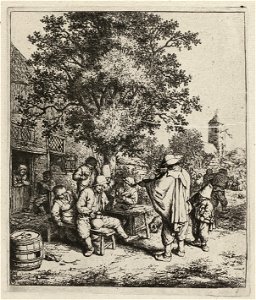 Vioolspeler en een jonge lierdraaier. NL-HlmNHA 1477 53010981