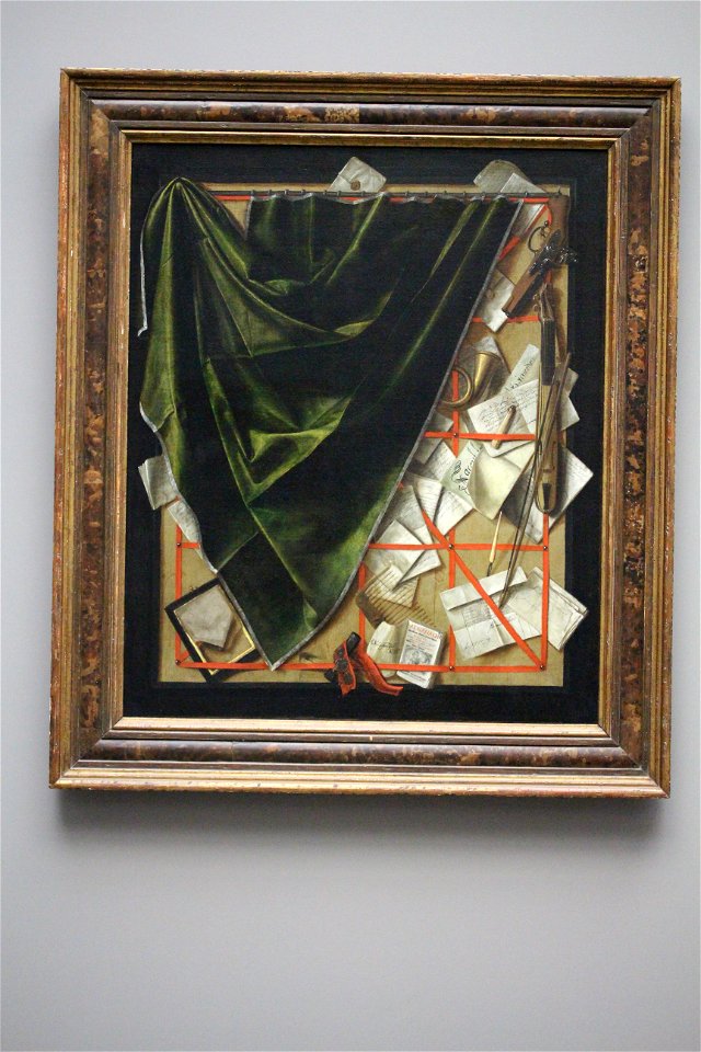 Wiki Loves Art - Gent - Museum voor Schone Kunsten - Trompe-l'œil brievenbord met dansmeesterviool en pistool (Q21675877)