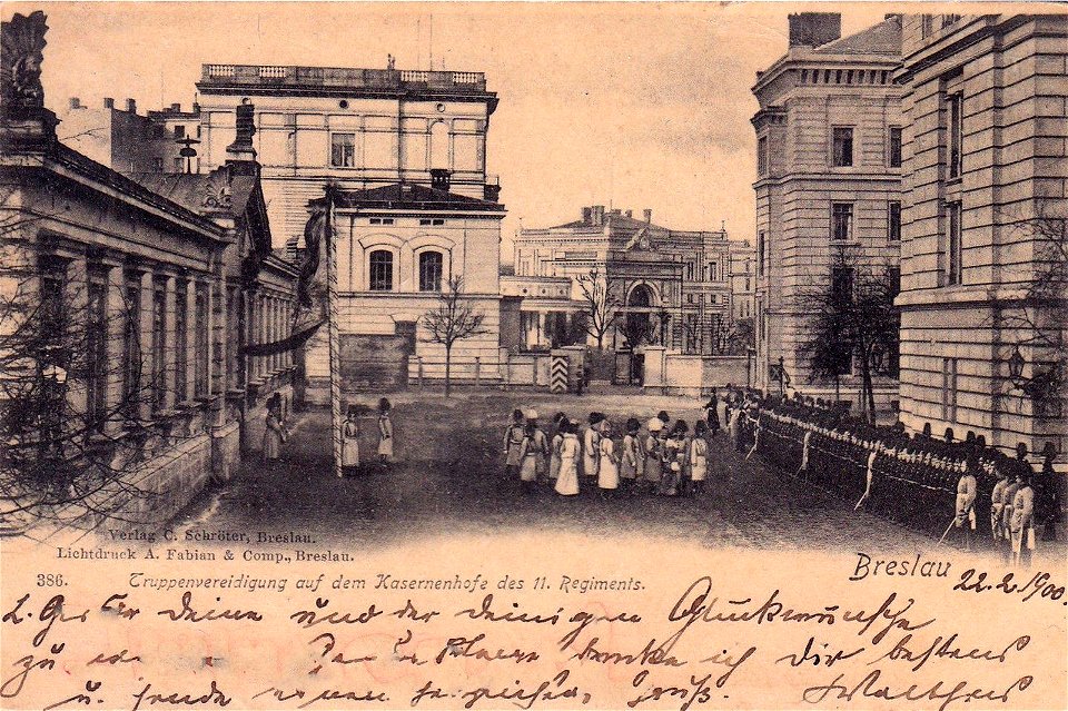 Vereidigung Kaserne GR 11 in Breslau - Postkarte 1900