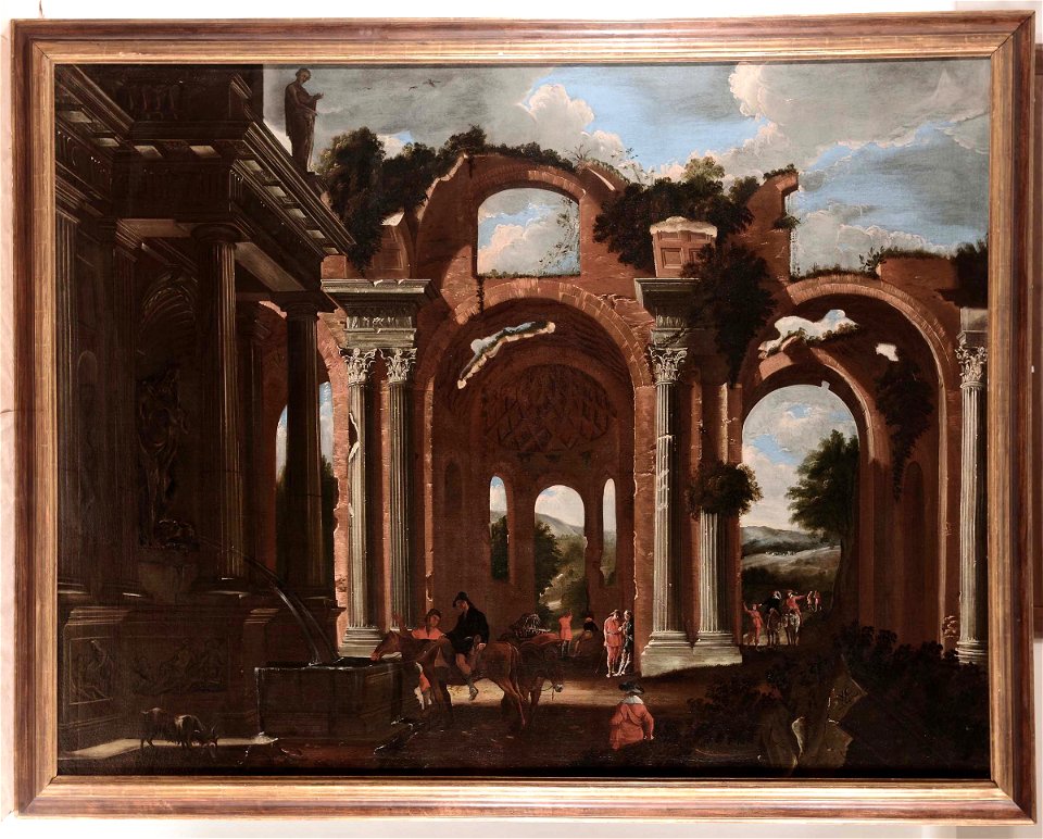 Viviano Codazzi and Domenico Gargiulo - Basilica of Constantine with travelers