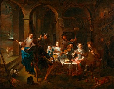Willem van Herp (I) - Interior with merry company. Free illustration for personal and commercial use.
