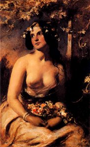 William Etty - The Flower Girl. Free illustration for personal and commercial use.