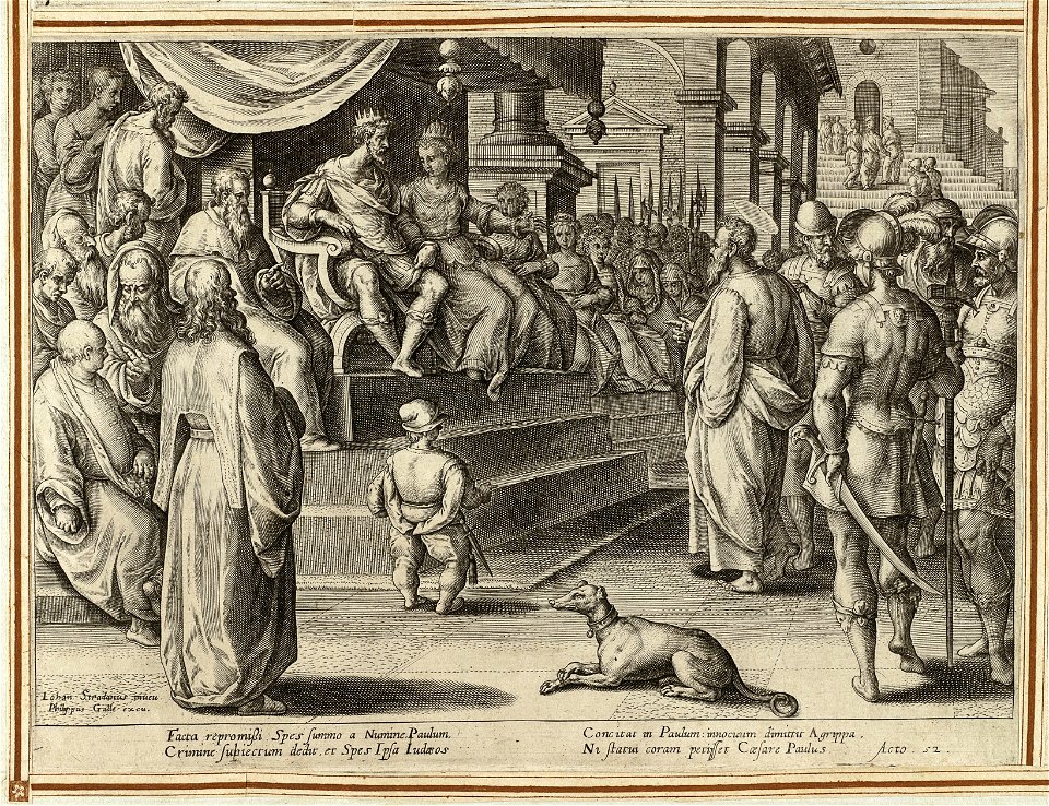 Vijftiende prent uit de ongenummerde, achttiendelige prentenserie getiteld 'Acta Apostolorum' 'Handelingen van de apostelen'. NL-HlmNHA 1477 53008167