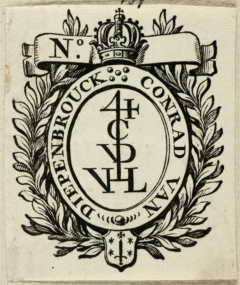 Vignet vam Conrad van Diepenbrock met stadswapen van Haarlem. NL-HlmNHA 1477 53012718