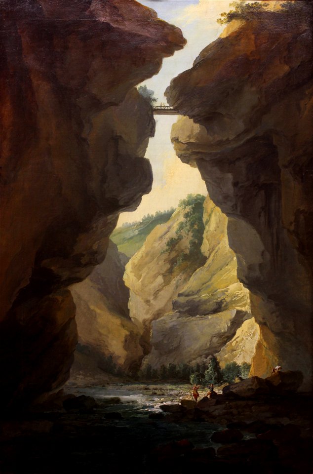 Bridge and gorges of Dala river in Leuekerbad, view towards the mountain IMG 4924