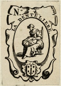 Vignet La Denteliere, met stadswapen van Haarlem. NL-HlmNHA 1477 53012702