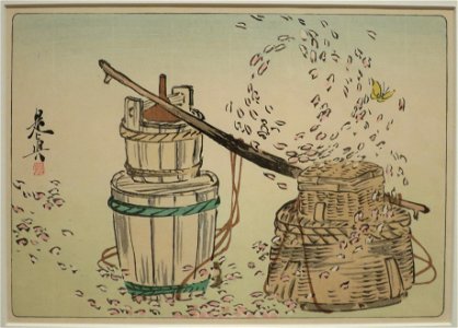 Wooden Barrels and Baskets by Shibata Zeshin from Comparing Flowers, Volume 6