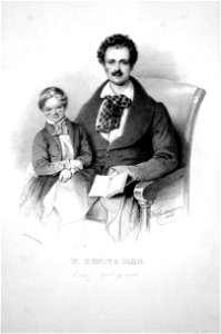 Wilhelm Kunst mit Sohn Litho