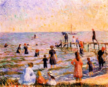 William Glackens - Bathing at Bellport, Long Island. Free illustration for personal and commercial use.