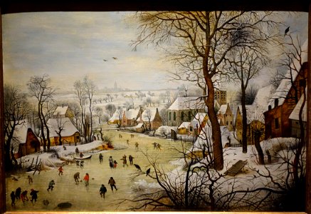 Winter Landscape with Bird Trap, by Pieter Brueghel the Younger, late 1500s to early 1600s, oil on panel - National Museum of Western Art, Tokyo - DSC08409