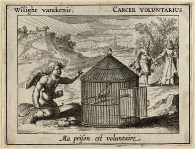 Willighe vanckenis. Carcer voluntarius Ma prison est voluntaire, NL-HlmNHA 1477 53011486