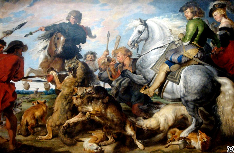Wolf and Fox Hunt, Peter Paul Rubens ca 1615-21