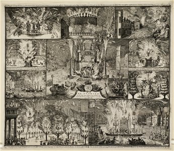 Vuurwerk ter ere van de kroning van Willem III en Mary, 1689. NL-HlmNHA 53009115 01