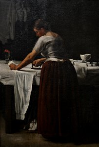 Woman Ironing, by François Bonvin. Free illustration for personal and commercial use.