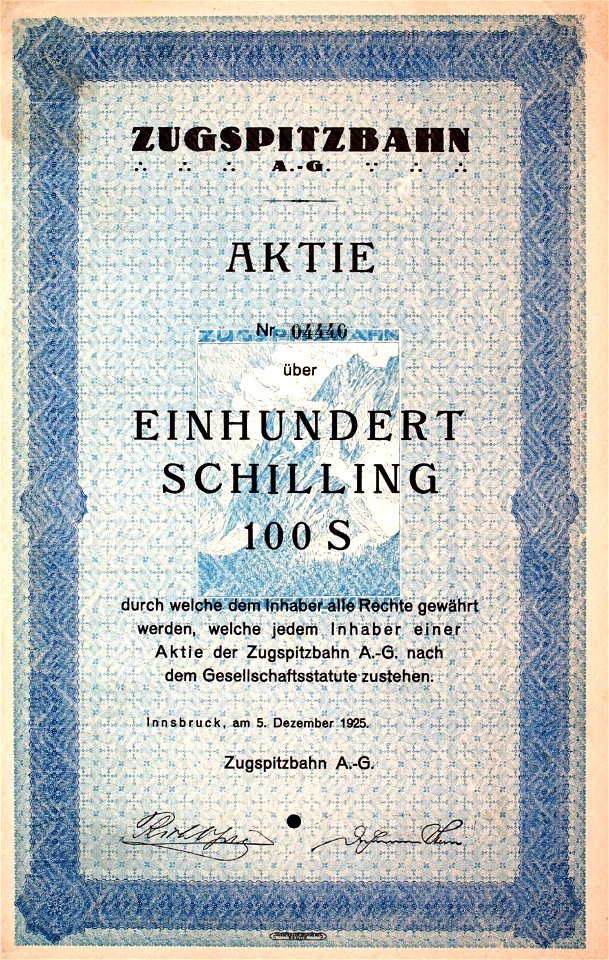 Zugspitzbahn AG 1925