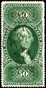 Washington revenue $50 1863 issue. Free illustration for personal and commercial use.