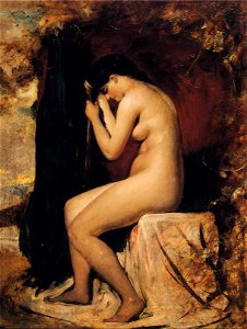 William Etty - Seated Female Nude. Free illustration for personal and commercial use.