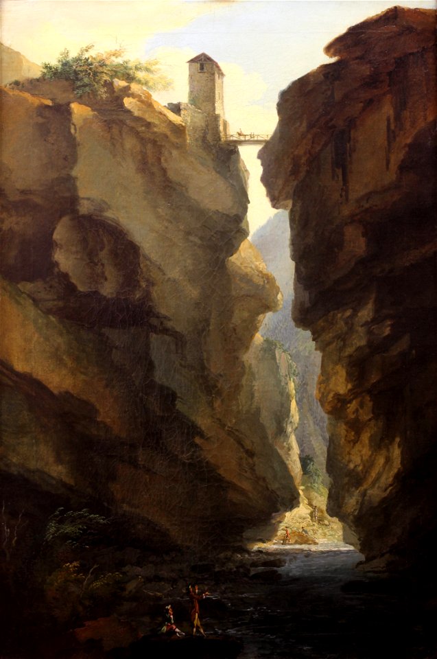 Bridge and gorges of Dala river in Leuekerbad, view towards the valley IMG 4923