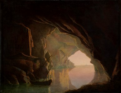 Wright of Derby, A Grotto in the Gulf of Salerno, Sunset